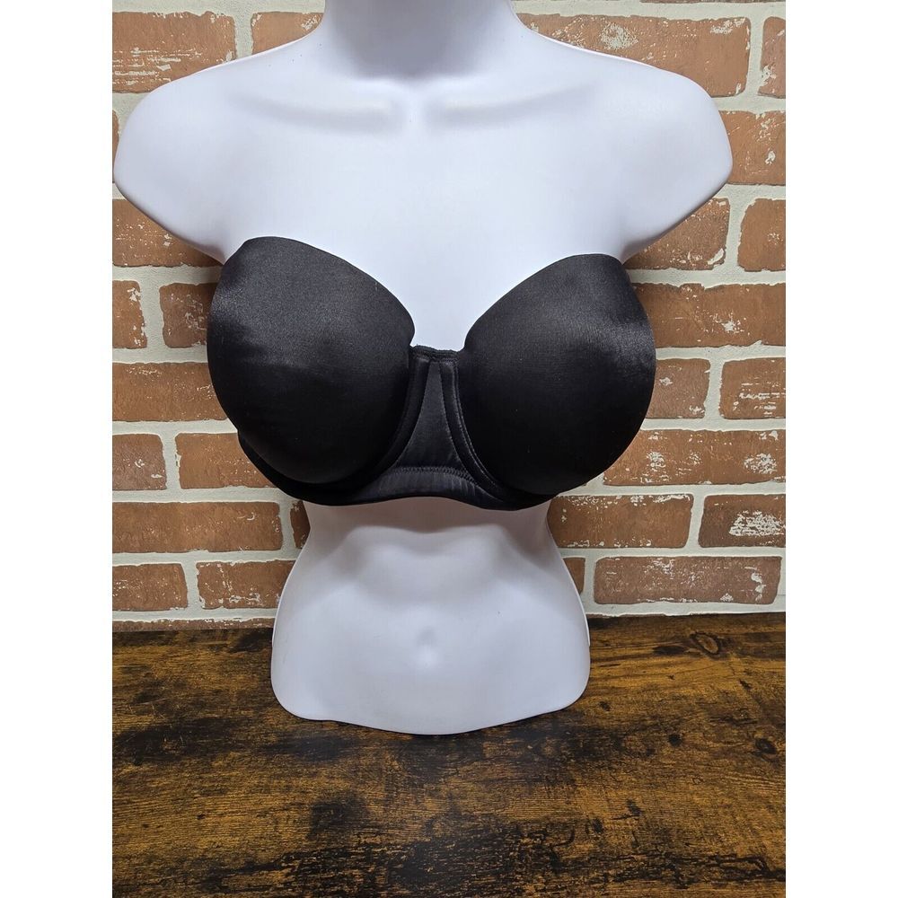 Cacique Women Bra 38D Black Comfort Bliss Strapless Push Up Multiway NO‎ STRAPS
